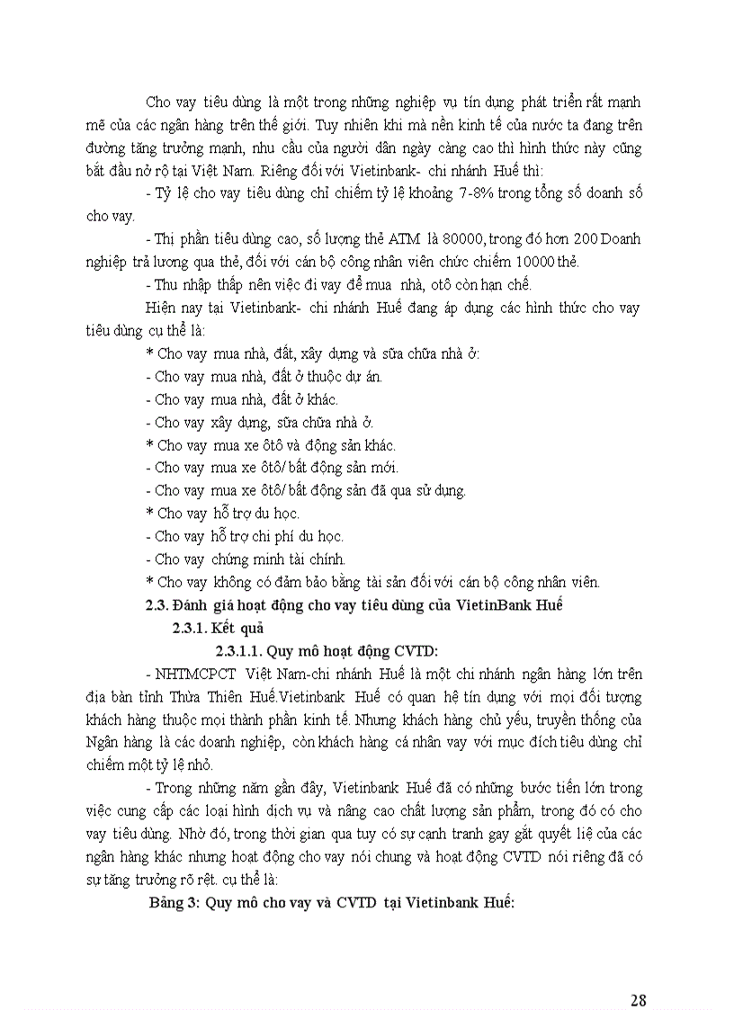 image for page Phát triển cho vay tiêu dùng tại Ngân hàng thương mại cổ phần Công Thương Việt Nam Vietinbank Chi nhánh Huế