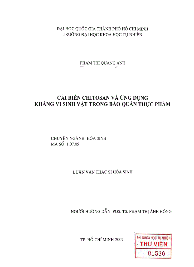image for page Cải biến chitosan và ứng dụng kháng vi sinh vật trong bảo quản thực phẩm