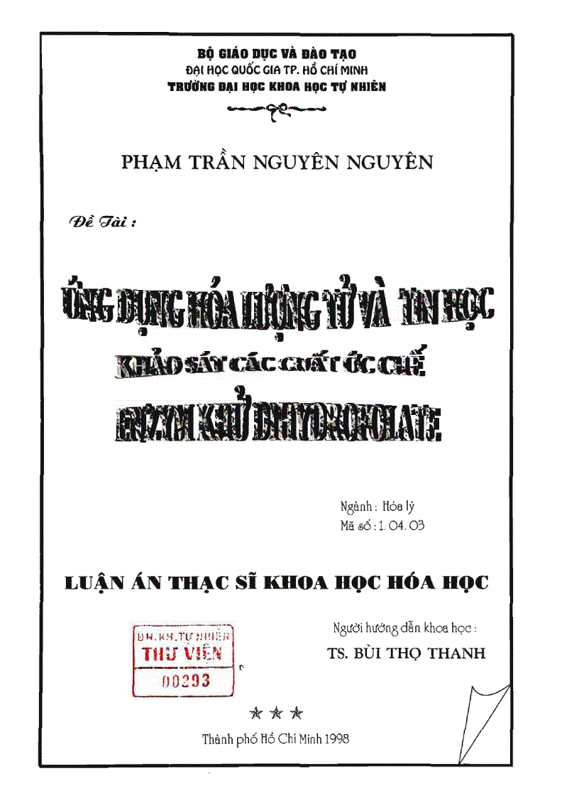 image for page Ứng dụng hóa lượng tử và tin học khảo sát các chất khử ức chế enzym dihydropolate