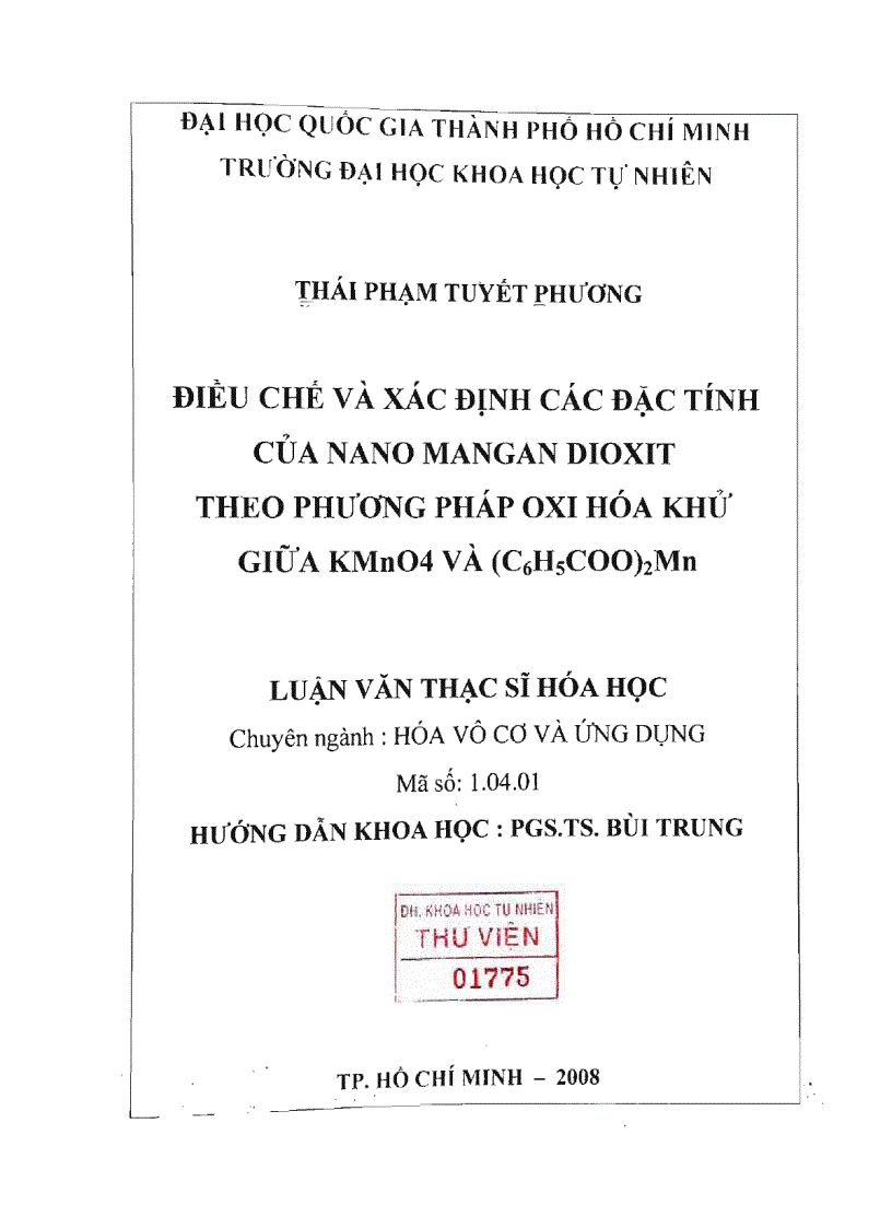 image for page Điều chế và xác định các đặc tính của nano mangan dioxit theo phương pháp oxi hóa khử giữa KMnO4 VÀ C6H5COO 2Mn