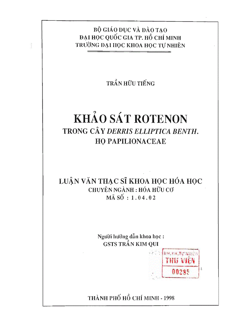 image for page Khảo sát rotenon trong cây derris elliptica benth Họ papilionaceae