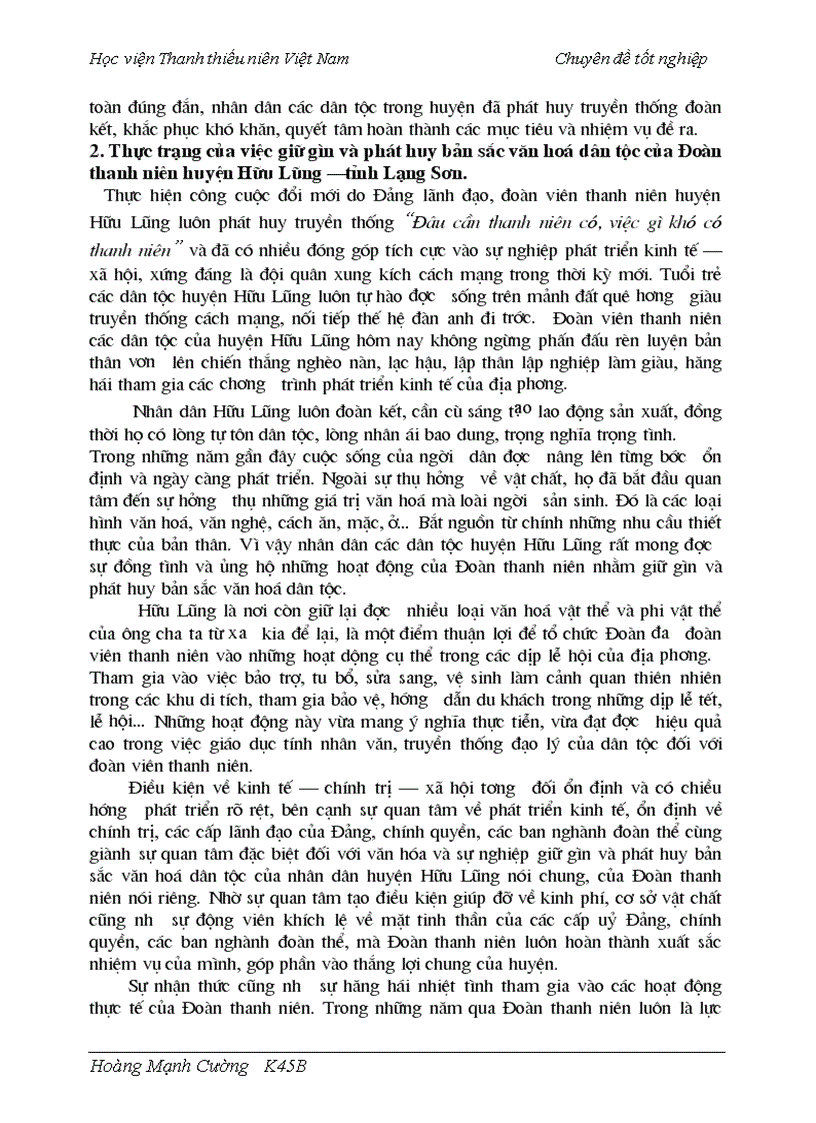 image for page Đoàn thanh niên cộng sản Hồ Chí Minh huyện Hữu Lũng tỉnh Lạng Sơn với sự nghiệp giữ gìn và phát huy bản sắc văn hoá dân tộc