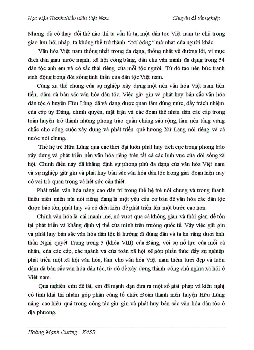 image for page Đoàn thanh niên cộng sản Hồ Chí Minh huyện Hữu Lũng tỉnh Lạng Sơn với sự nghiệp giữ gìn và phát huy bản sắc văn hoá dân tộc