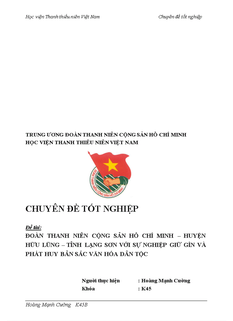 image for page Đoàn thanh niên cộng sản Hồ Chí Minh huyện Hữu Lũng tỉnh Lạng Sơn với sự nghiệp giữ gìn và phát huy bản sắc văn hoá dân tộc