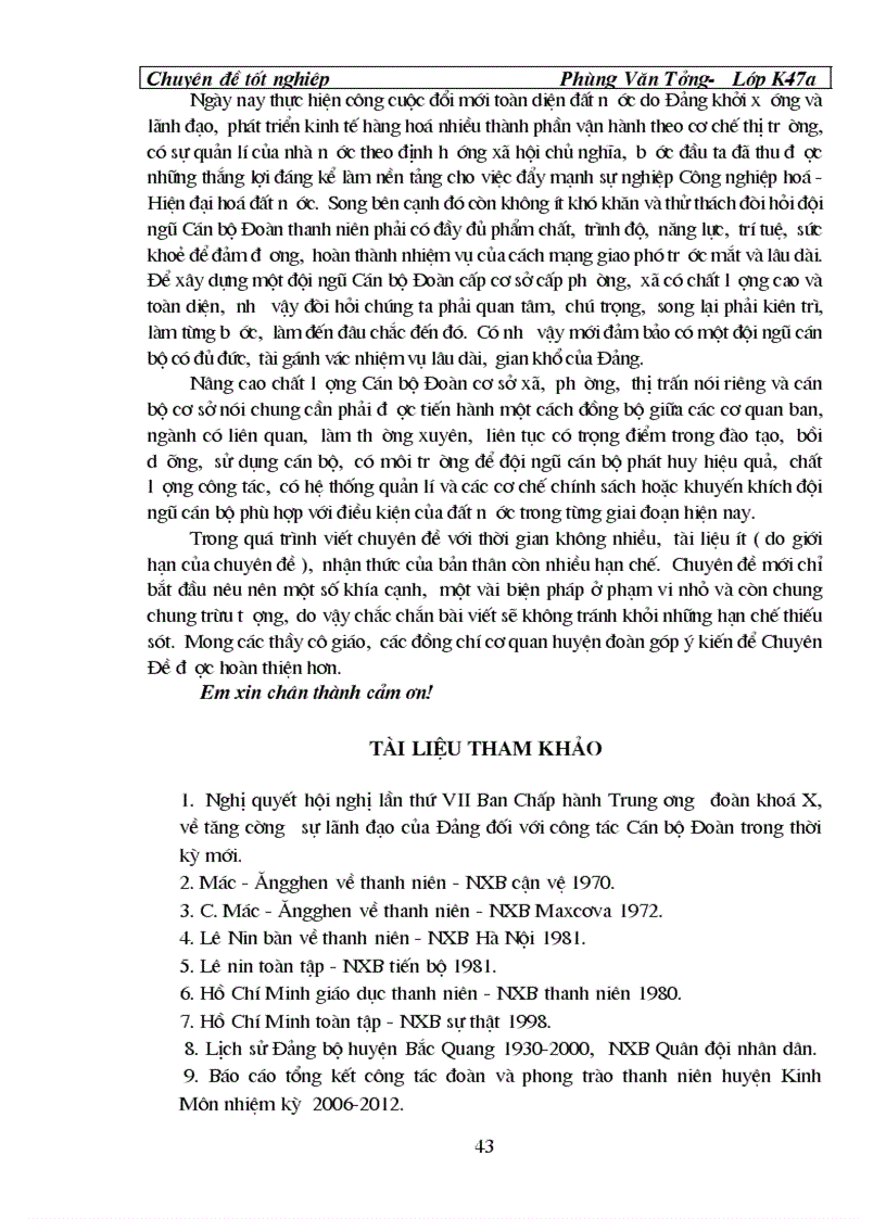 image for page Nâng cao chất lượng quy hoạch tuyển chọn và sử dụng đội ngũ cán bộ Đoàn cơ sở trên địa bàn huyện Kinh Môn tỉnh Hải Dương