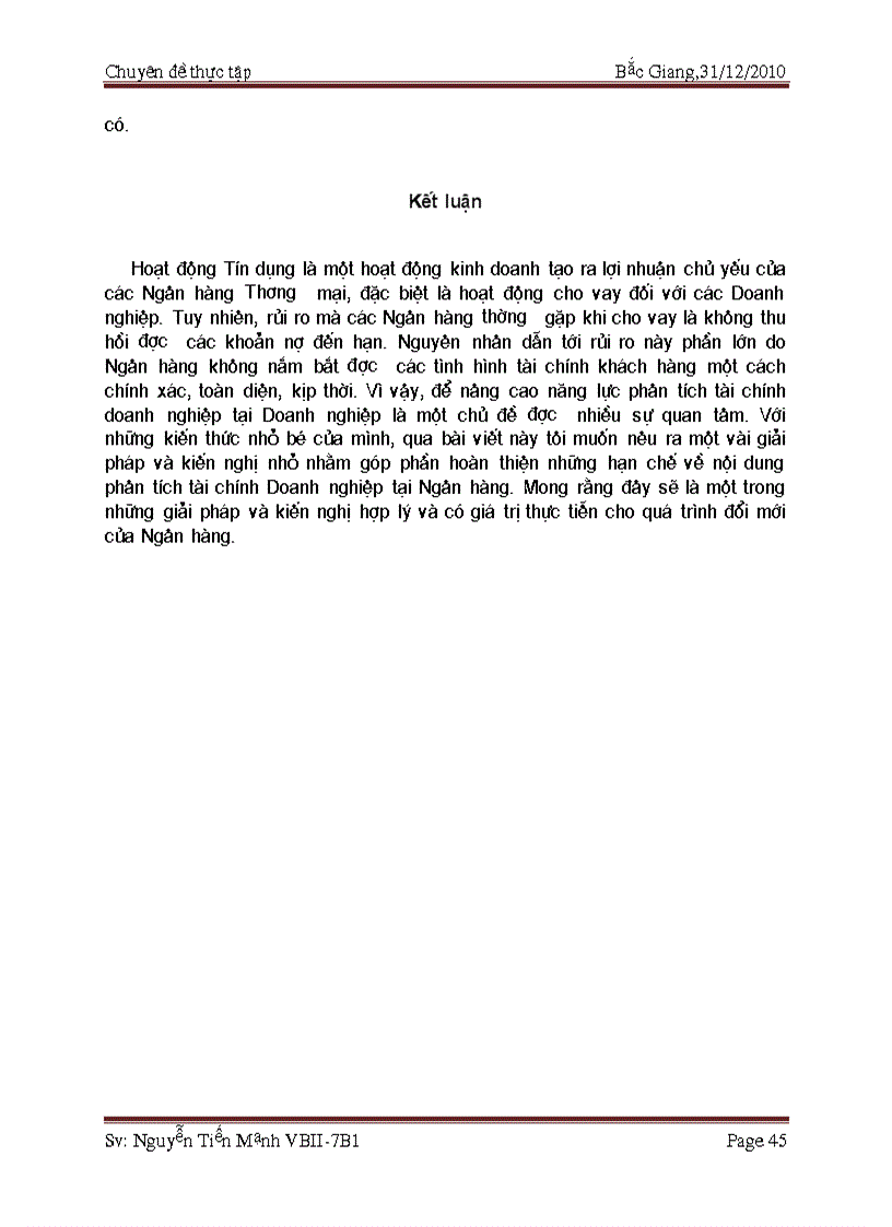 image for page Hoàn thiện hệ thống chỉ tiêu phân tích tài chính doanh nghịêp nhằm phục vụ cho việc thẩm định cho vay dự án đầu tư của Ngân hàng thương mại cổ phần Công thương Chi nhánh Bắc Giang