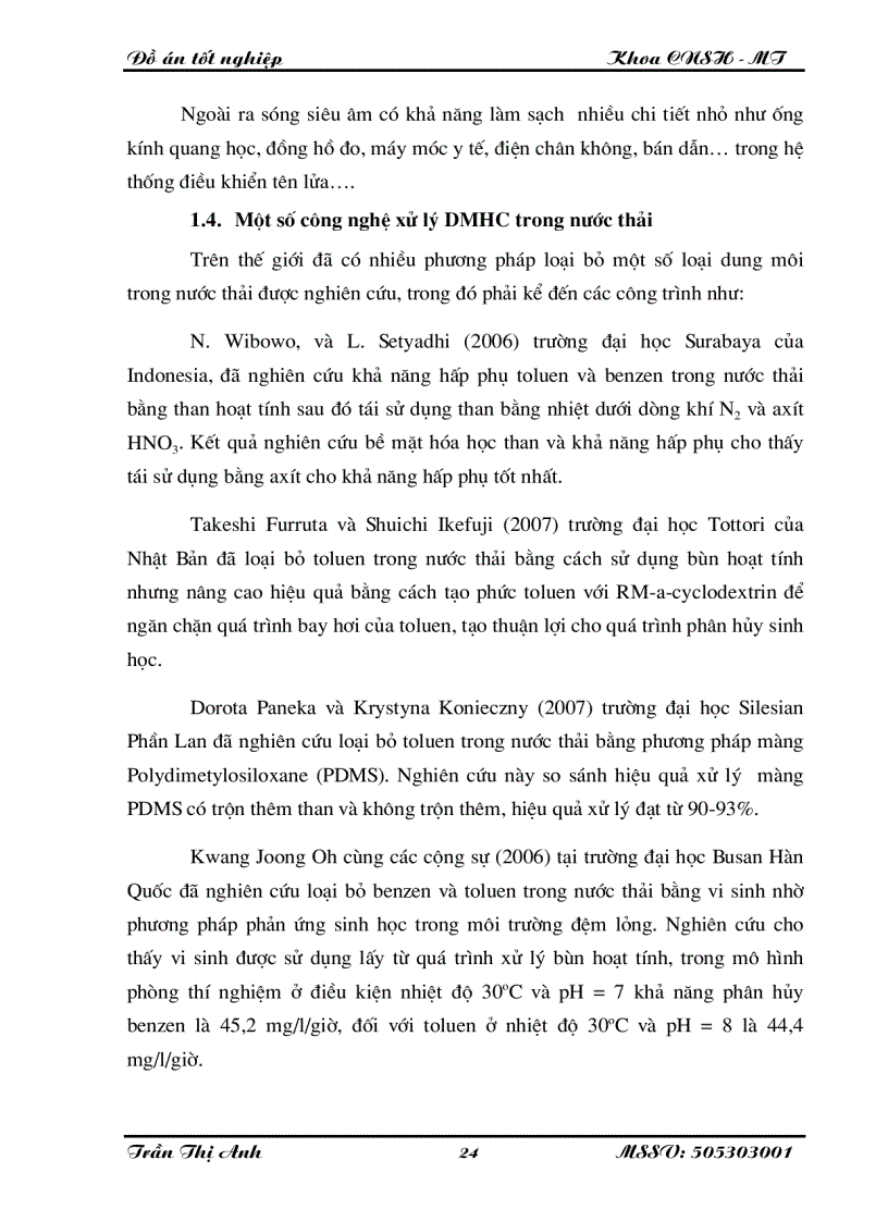 image for page Nghiên cứu xử lí toluen etyl axetat butyl axetat xylen trong nước thải sơn bằng than hoạt tính kết hợp với siêu âm