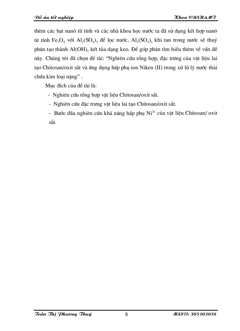 image for page Nghiên cứu tổng hợp đặc trưng của vật liệu lai tạo Chitosan oxit sắt và ứng dụng hấp phụ ion Niken II trong xử lử lý nước thải chứa kim loại nặng