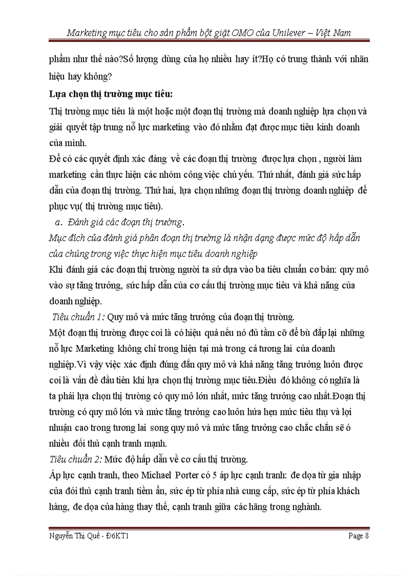 image for page Marketing mục tiêu cho sản phẩm bột giặt OMO của Unilever Việt Nam