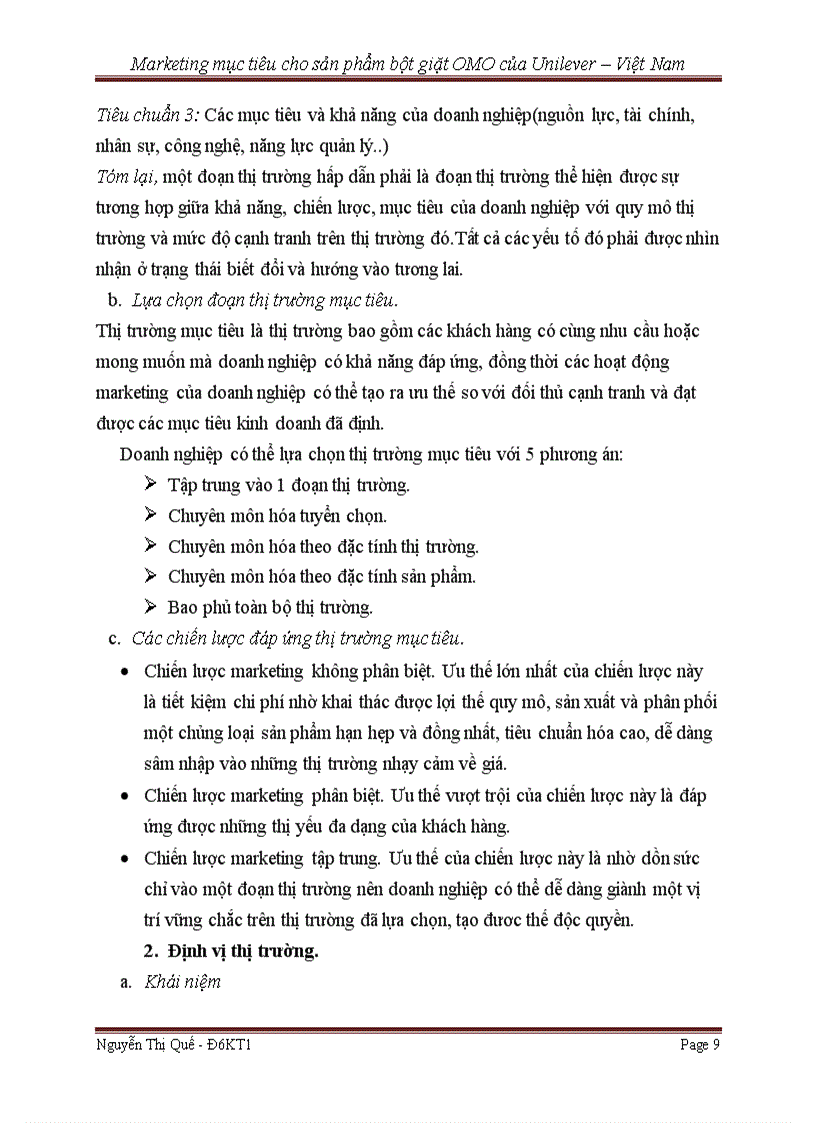 image for page Marketing mục tiêu cho sản phẩm bột giặt OMO của Unilever Việt Nam