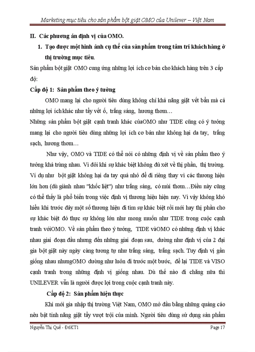 image for page Marketing mục tiêu cho sản phẩm bột giặt OMO của Unilever Việt Nam