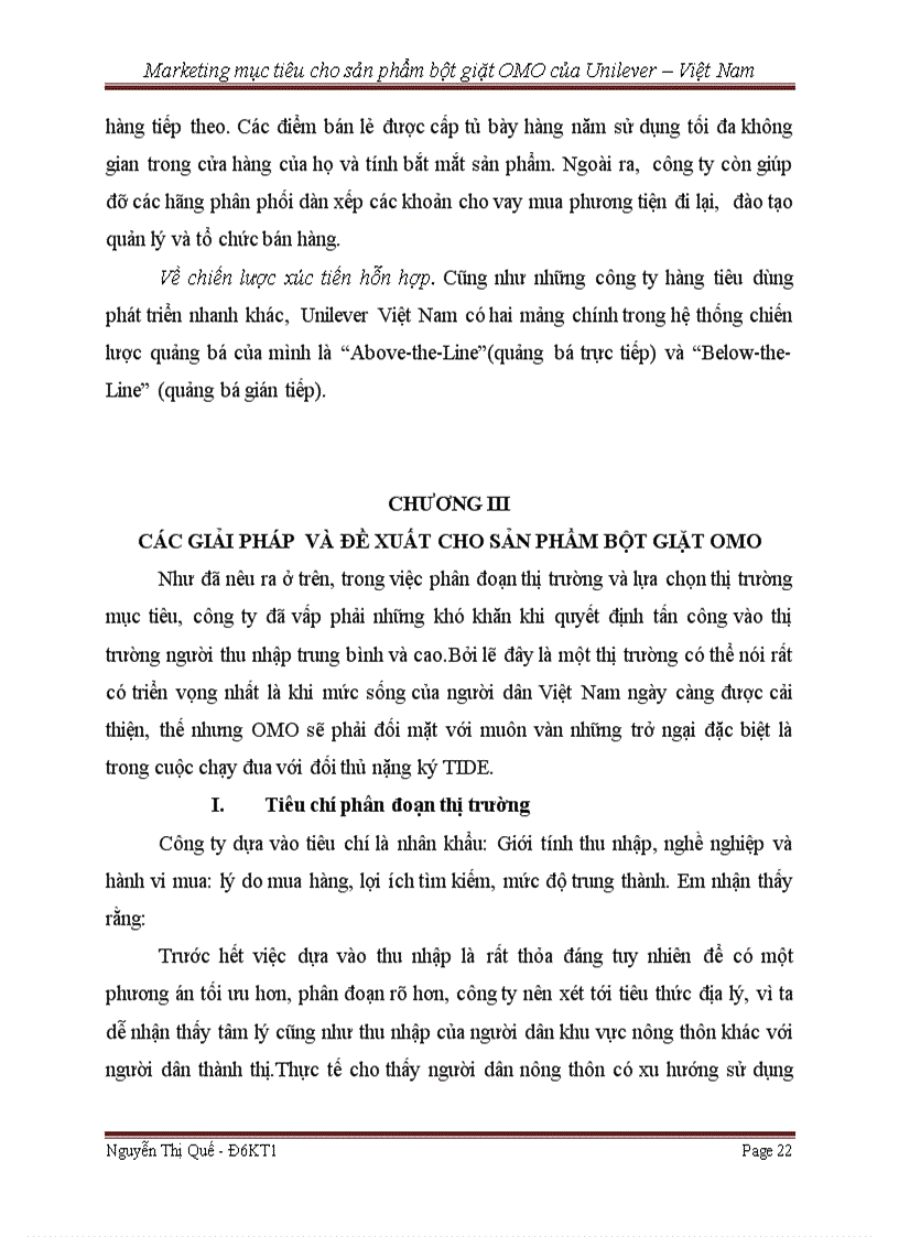 image for page Marketing mục tiêu cho sản phẩm bột giặt OMO của Unilever Việt Nam
