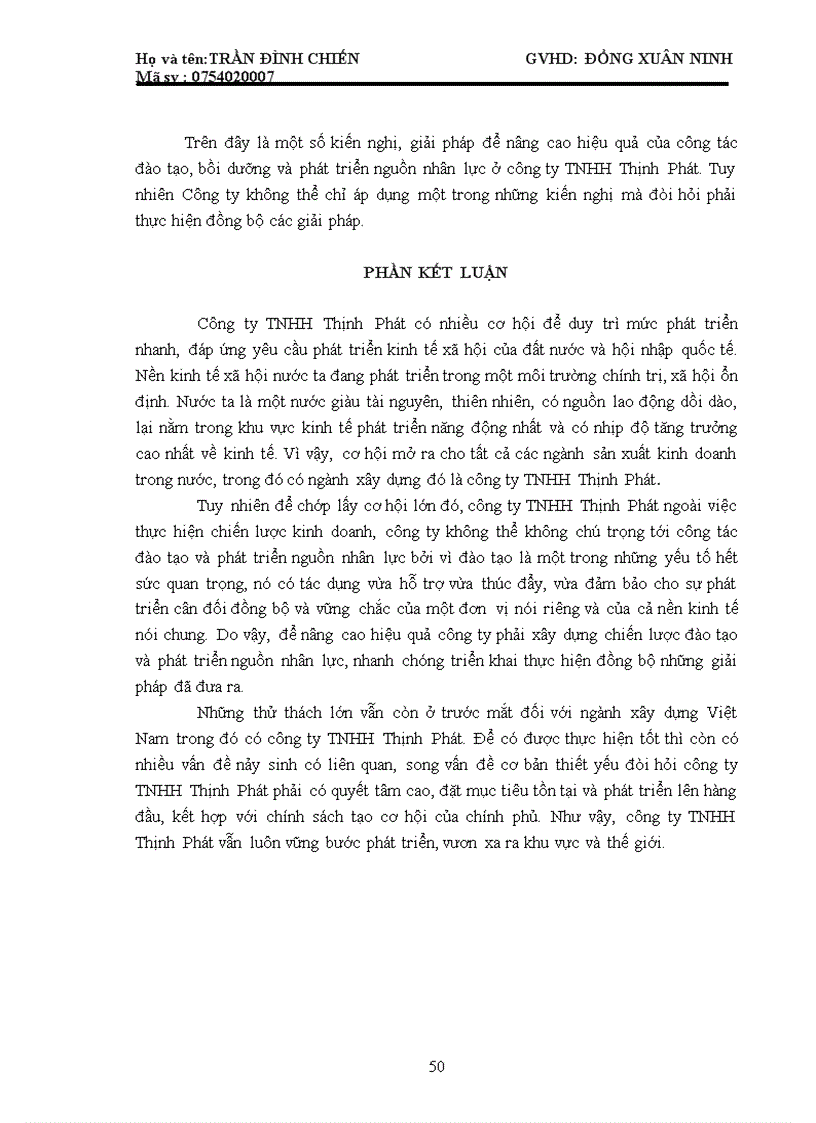 image for page Nâng cao hơn nữa hiệu quả công tác đào tạo và phát triển nguồn nhân lực tại Công ty TNHH Thịnh Phát