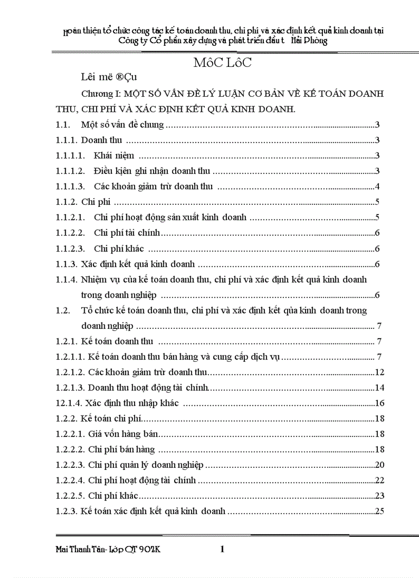 image for page Hoàn thiện tổ chức kế toán doanh thu chi phí và xác định kết quả kinh doanh tại công ty Cổ phần xây dựng và phát triển đầu tư Hải Phòng