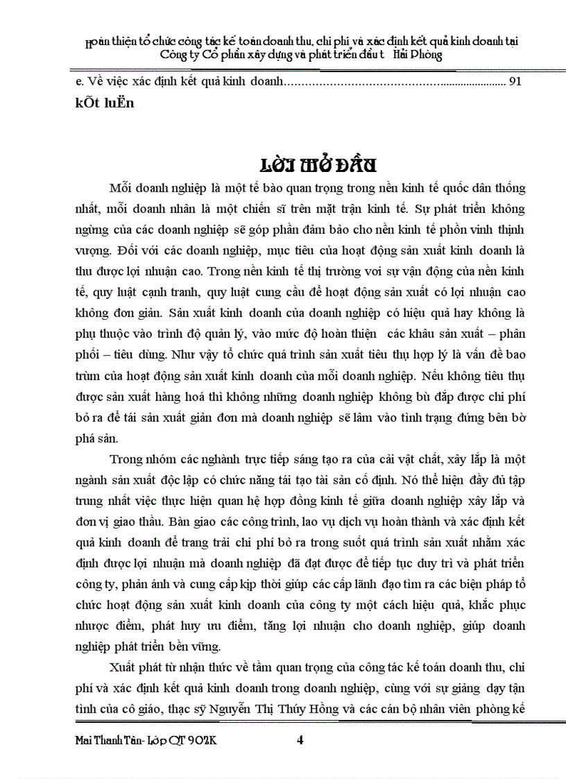 image for page Hoàn thiện tổ chức kế toán doanh thu chi phí và xác định kết quả kinh doanh tại công ty Cổ phần xây dựng và phát triển đầu tư Hải Phòng