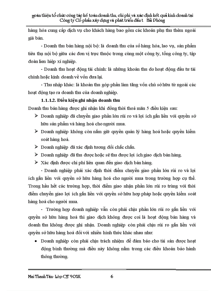 image for page Hoàn thiện tổ chức kế toán doanh thu chi phí và xác định kết quả kinh doanh tại công ty Cổ phần xây dựng và phát triển đầu tư Hải Phòng