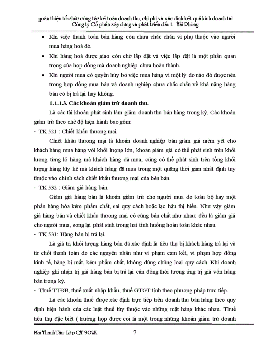 image for page Hoàn thiện tổ chức kế toán doanh thu chi phí và xác định kết quả kinh doanh tại công ty Cổ phần xây dựng và phát triển đầu tư Hải Phòng