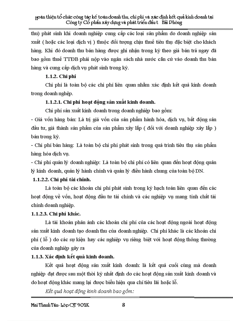 image for page Hoàn thiện tổ chức kế toán doanh thu chi phí và xác định kết quả kinh doanh tại công ty Cổ phần xây dựng và phát triển đầu tư Hải Phòng