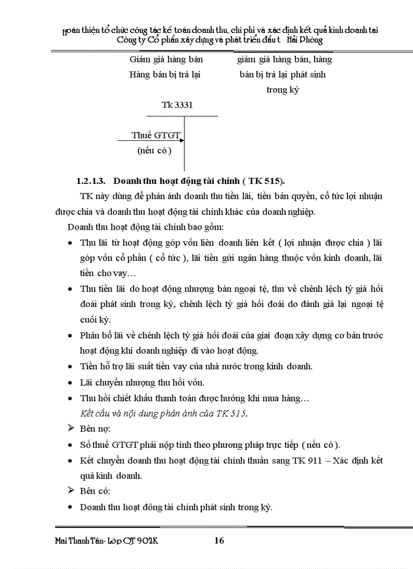 image for page Hoàn thiện tổ chức kế toán doanh thu chi phí và xác định kết quả kinh doanh tại công ty Cổ phần xây dựng và phát triển đầu tư Hải Phòng