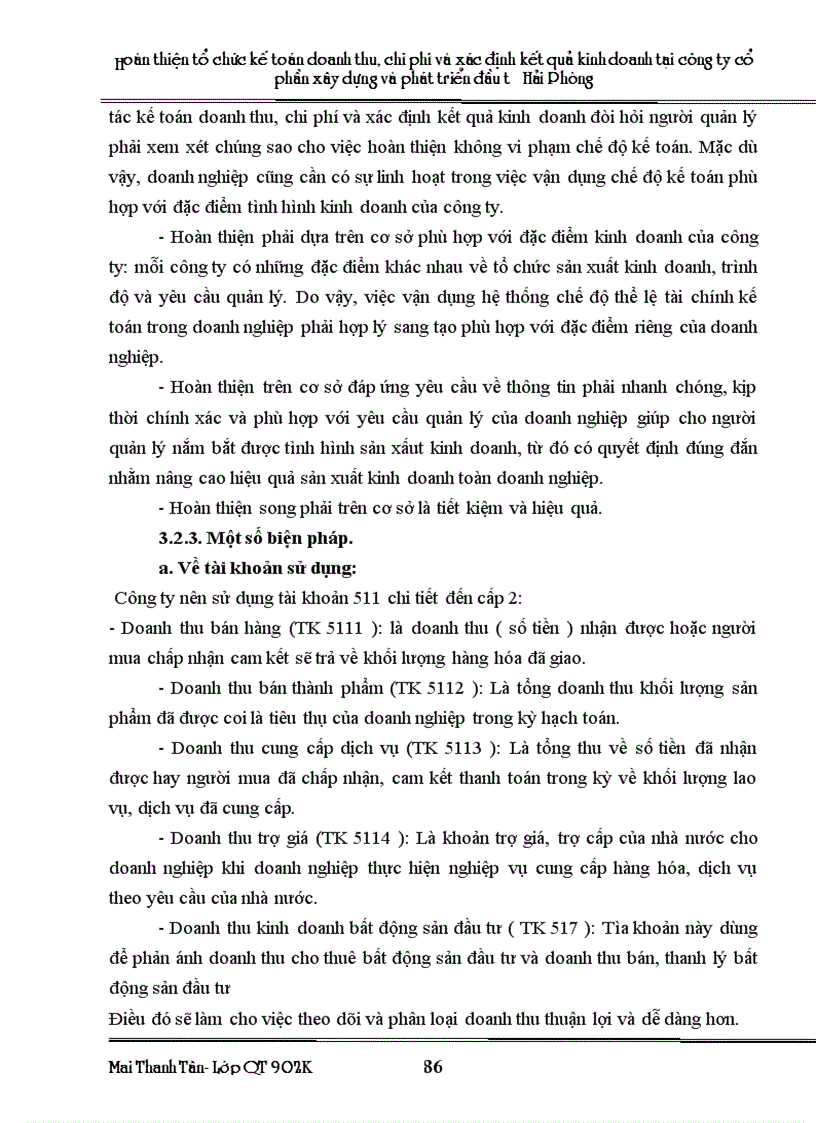 image for page Hoàn thiện tổ chức kế toán doanh thu chi phí và xác định kết quả kinh doanh tại công ty Cổ phần xây dựng và phát triển đầu tư Hải Phòng