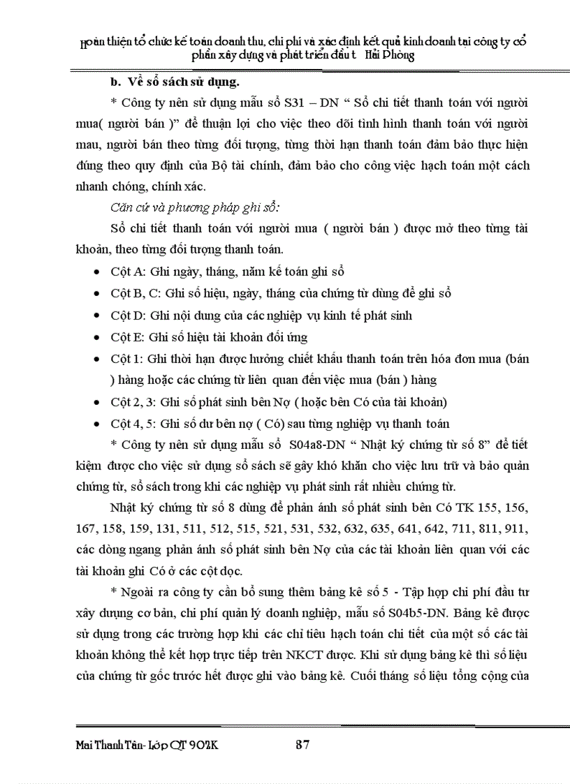 image for page Hoàn thiện tổ chức kế toán doanh thu chi phí và xác định kết quả kinh doanh tại công ty Cổ phần xây dựng và phát triển đầu tư Hải Phòng