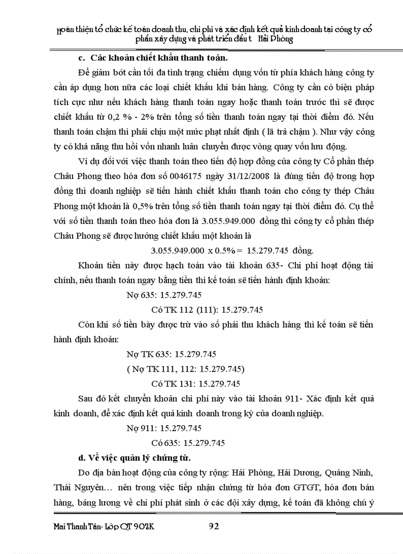 image for page Hoàn thiện tổ chức kế toán doanh thu chi phí và xác định kết quả kinh doanh tại công ty Cổ phần xây dựng và phát triển đầu tư Hải Phòng