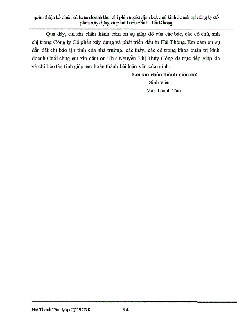 image for page Hoàn thiện tổ chức kế toán doanh thu chi phí và xác định kết quả kinh doanh tại công ty Cổ phần xây dựng và phát triển đầu tư Hải Phòng