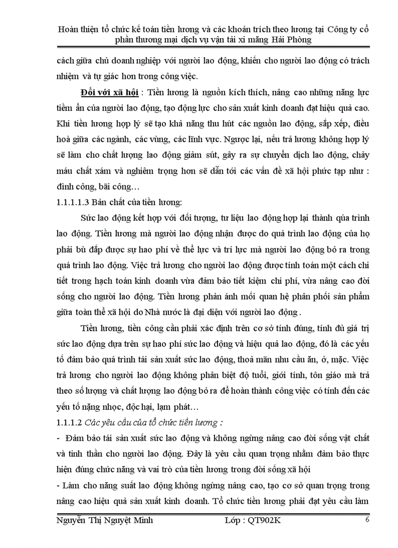 Hoàn thiện tổ chức kế toán tiền lương và các khoản trích theo lương tại Công ty cổ phần thương mại dịch vụ vận tải xi măng Hải Phòng