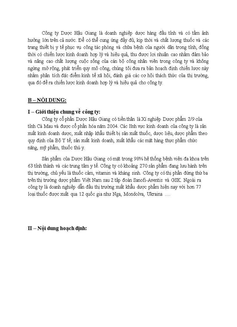 image for page Hoạch định chiến lược kinh doanh các sản phẩm thuốc của công ty dược tuyến tỉnh Dược Hậu Giang