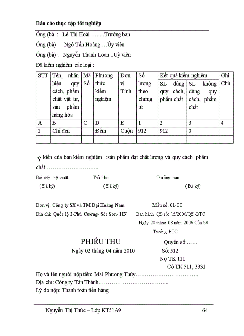 image for page Công tác hạch toán tại công ty TNHH sản xuất và thương mại Đại Hoàng Nam