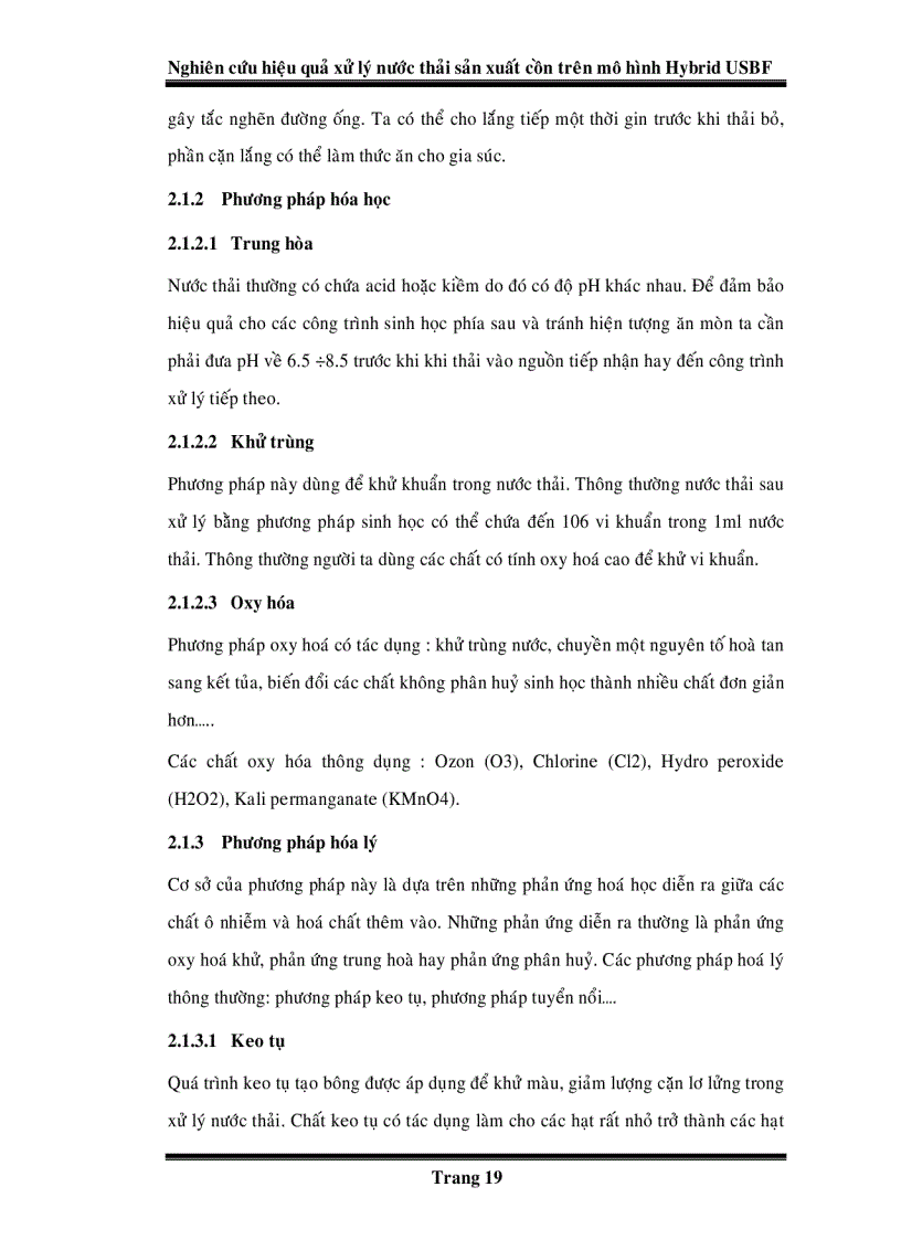 image for page Nghiên cứu hiệu quả xử lý nước thải sản xuất cồn trên mô hình Hybrid USBF