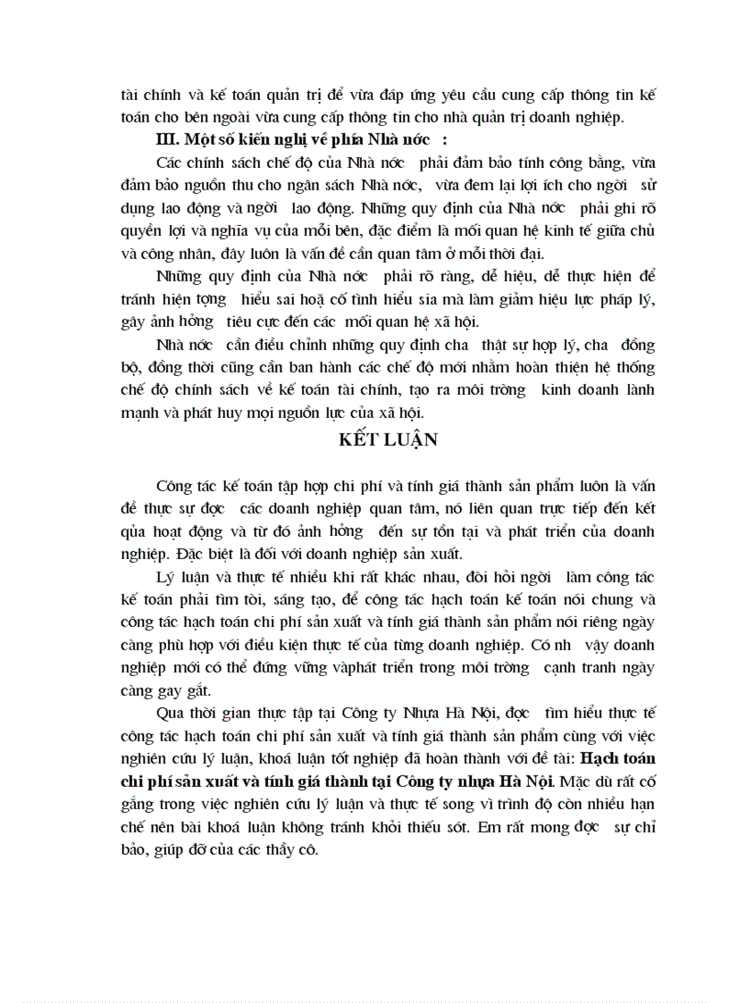 image for page Hạch toán chi phí sản xuất và tính giá thành sản phẩm tại Công ty Nhựa Hà Nội