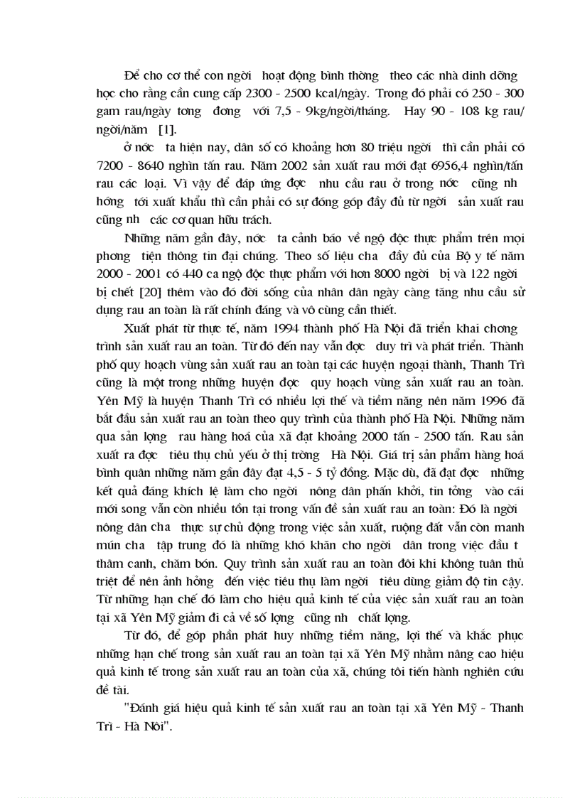 image for page Đánh giá hiệu quả kinh tế sản xuất rau an toàn tại xã Yên Mỹ Thanh Trì Hà Nội