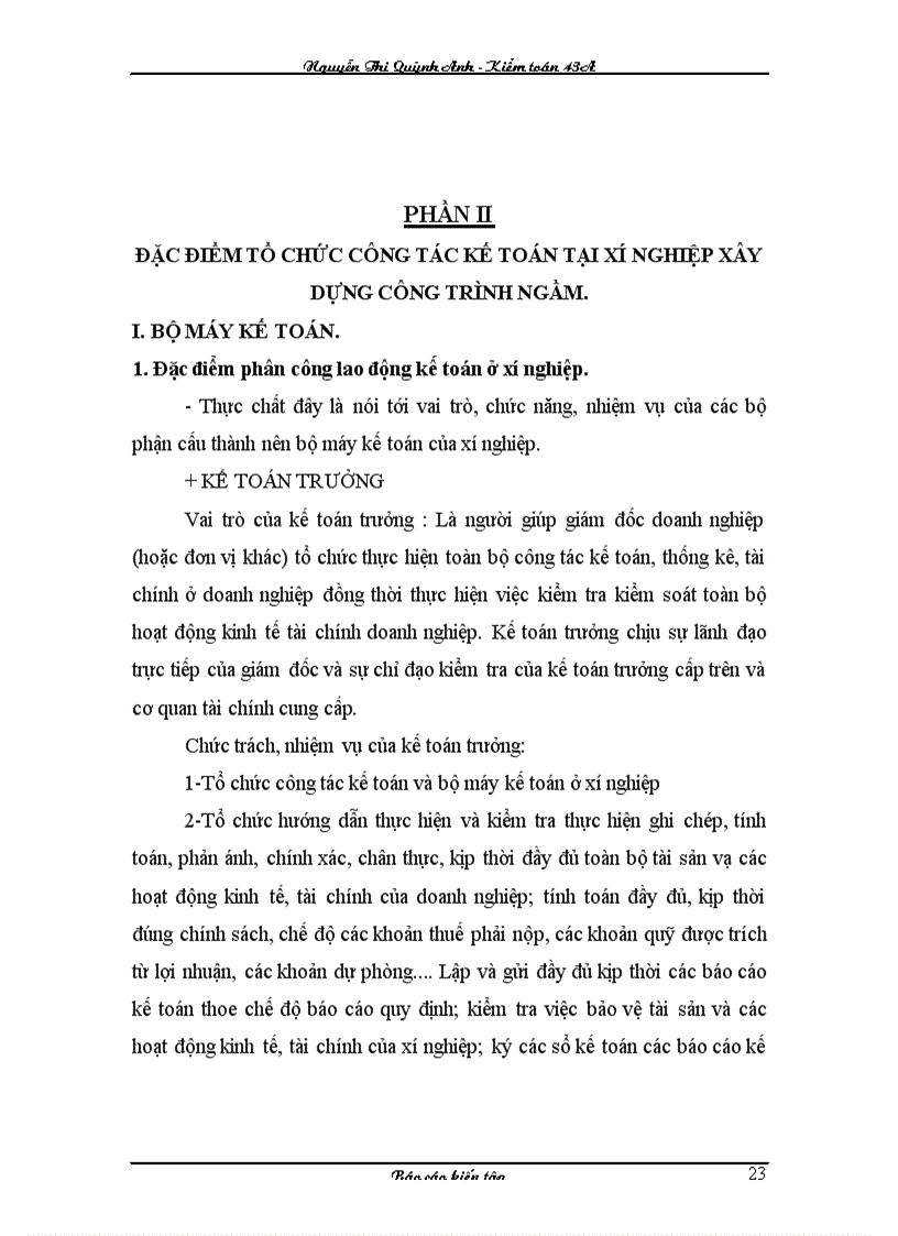 image for page Tổ chức kế toán ở xí nghiệp xây dựng công trình ngầm