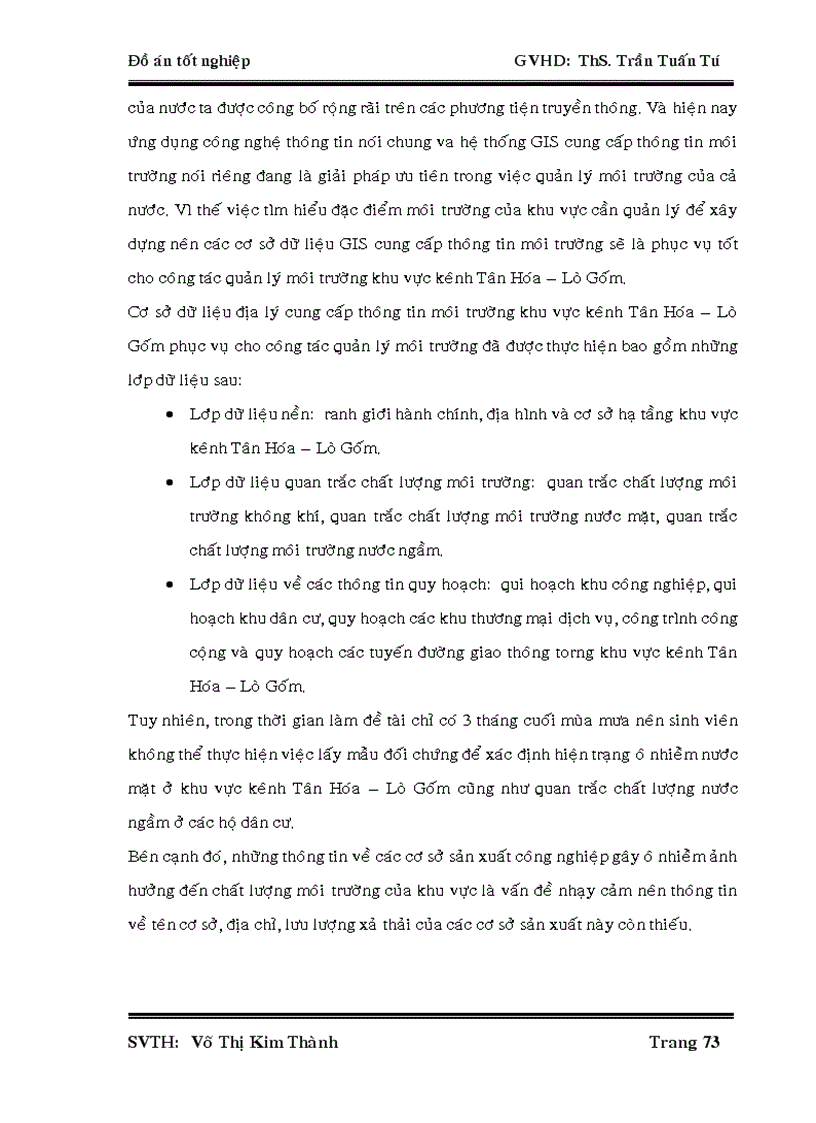 image for page Xây dựng cơ sở dữ liệu GIS cho khu vực kênh Tân Hóa Lò Gốm để phục vụ công tác quản lý môi trường