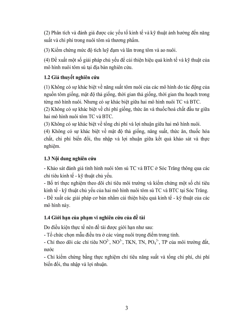 image for page Phân tích hiệu quả kinh tế và kỹ thuật của mô hình nuôi tôm sú Penaeus monodon thâm canh và bán thâm canh ven biển tỉnh sóc trăng