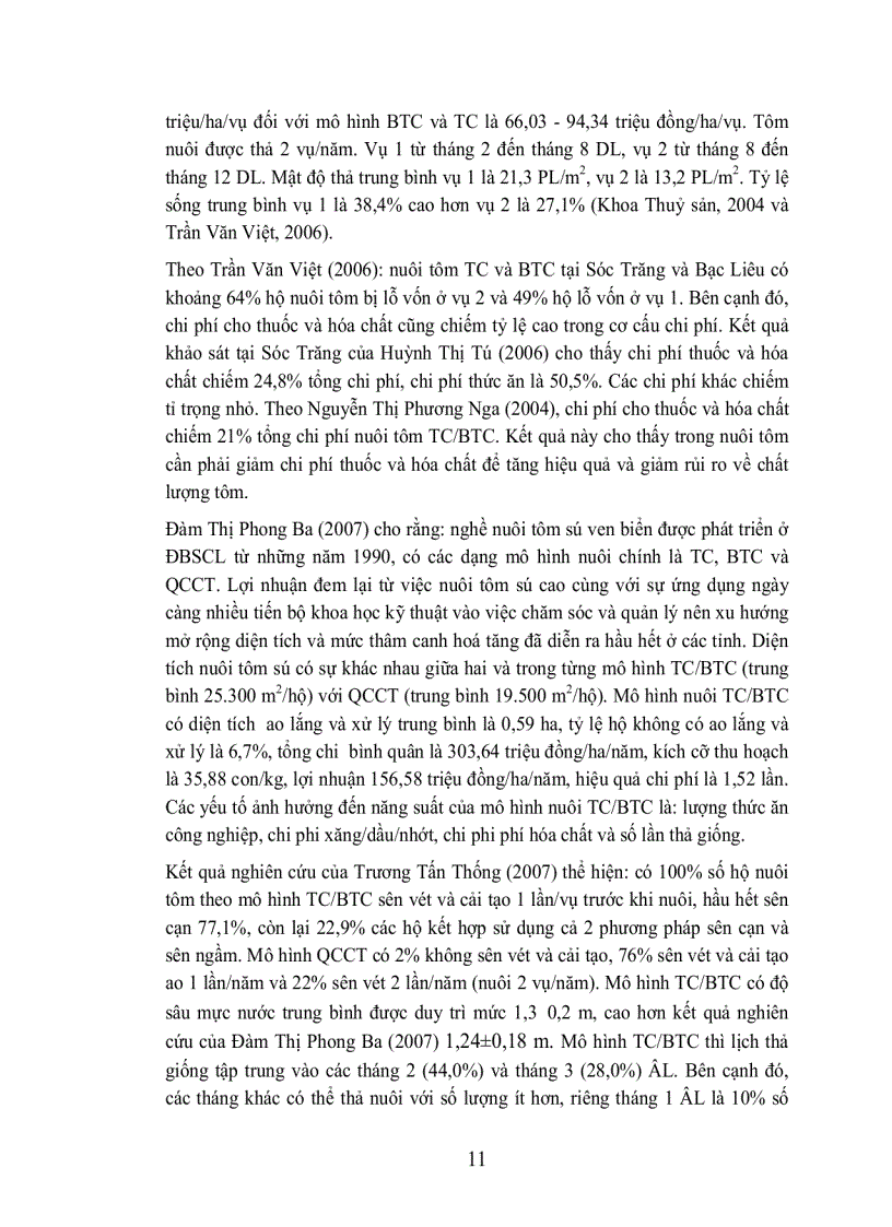 image for page Phân tích hiệu quả kinh tế và kỹ thuật của mô hình nuôi tôm sú Penaeus monodon thâm canh và bán thâm canh ven biển tỉnh sóc trăng