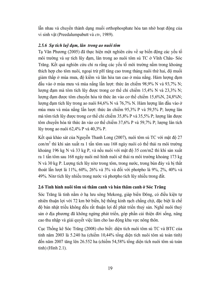 image for page Phân tích hiệu quả kinh tế và kỹ thuật của mô hình nuôi tôm sú Penaeus monodon thâm canh và bán thâm canh ven biển tỉnh sóc trăng