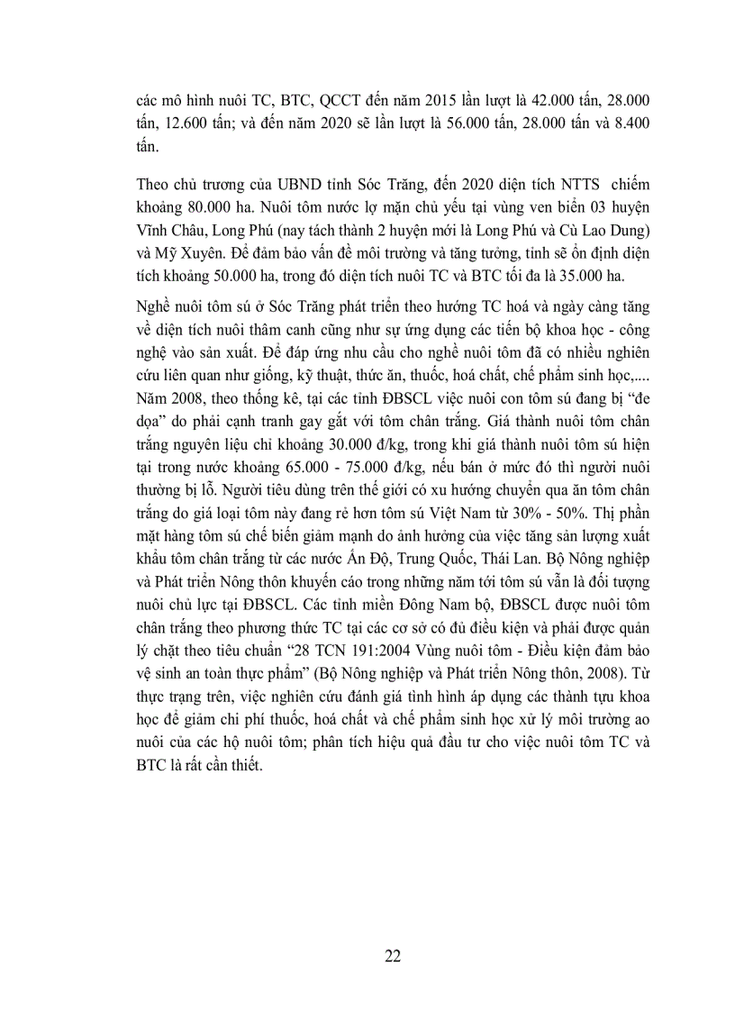 image for page Phân tích hiệu quả kinh tế và kỹ thuật của mô hình nuôi tôm sú Penaeus monodon thâm canh và bán thâm canh ven biển tỉnh sóc trăng