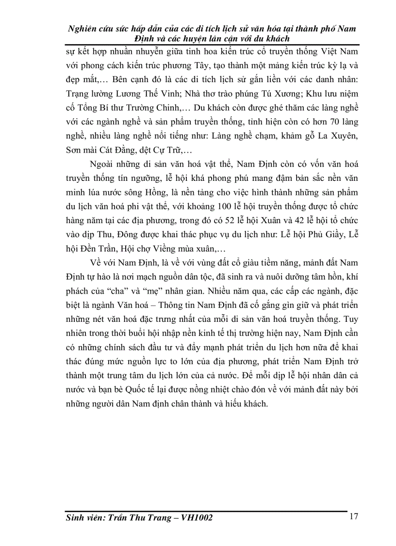 image for page Nghiên cứu sức hấp dẫn của các di tích lịch sử văn hóa tại thành phố Nam Định và các huyện lân cận với du khách