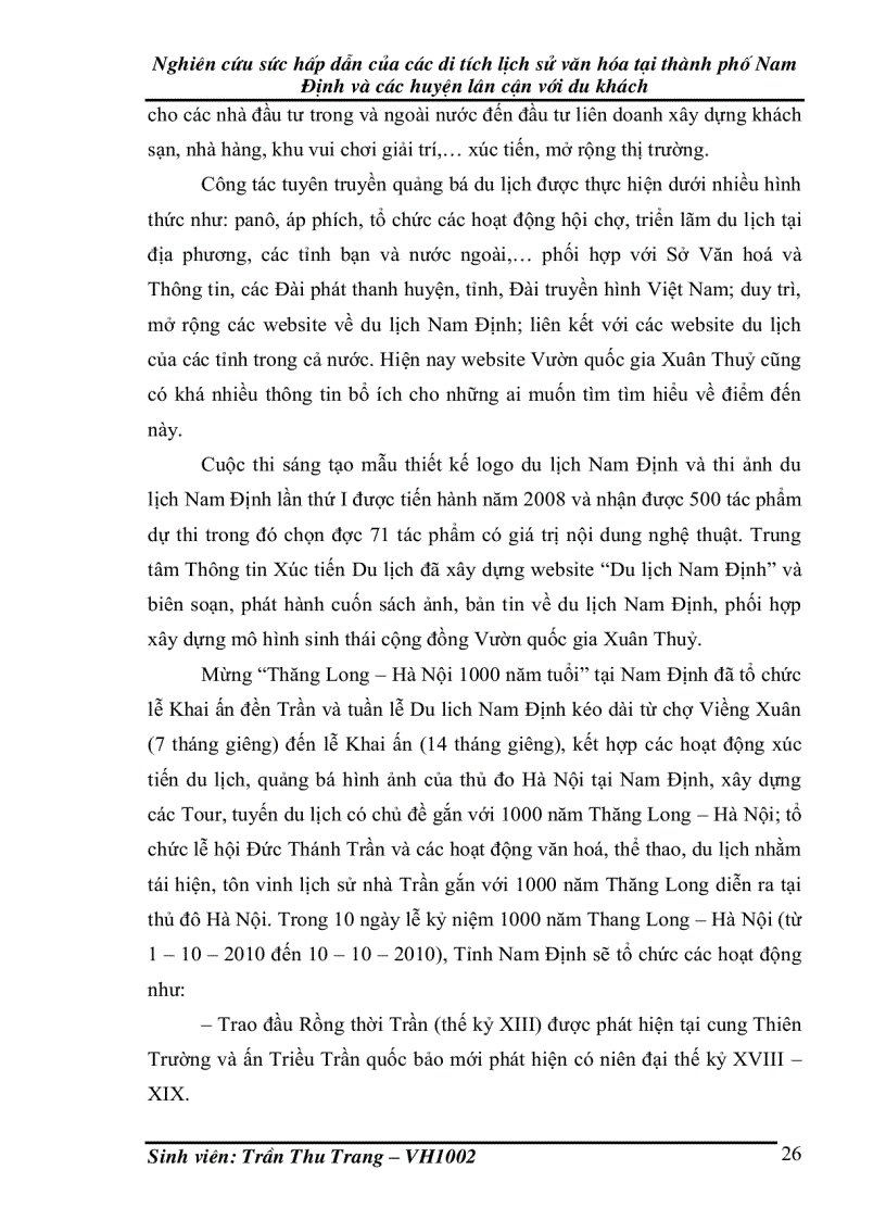 image for page Nghiên cứu sức hấp dẫn của các di tích lịch sử văn hóa tại thành phố Nam Định và các huyện lân cận với du khách