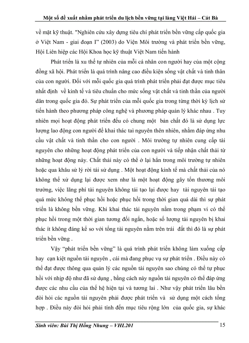 image for page Một số đề xuất nhằm phát triển du lịch bền vững tại làng Việt Hải Cát Bà