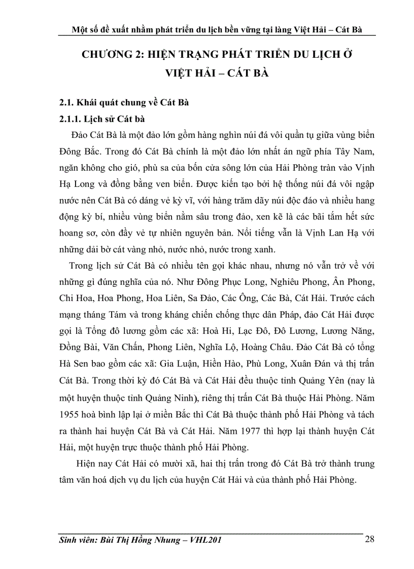 image for page Một số đề xuất nhằm phát triển du lịch bền vững tại làng Việt Hải Cát Bà