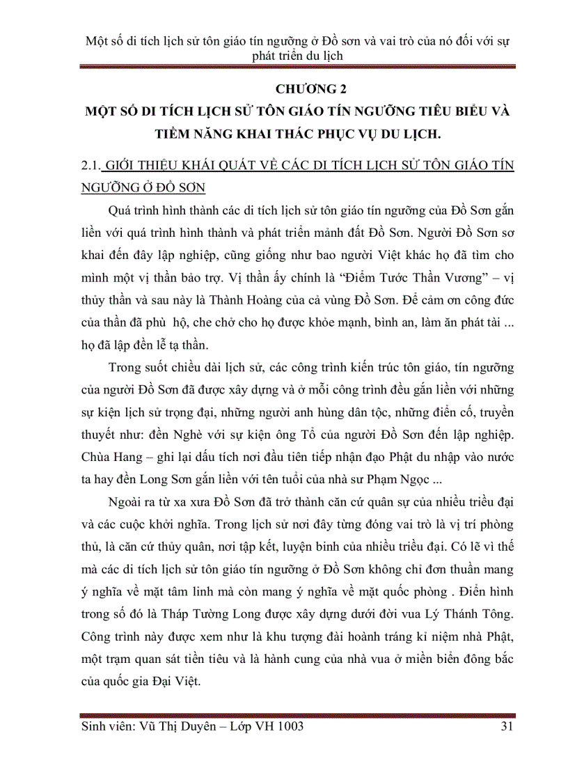 image for page Một số di tích lịch sử tôn giáo tín ngưỡng ở Đồ sơn và vai trò của nó đối với sự phát triển du lịch