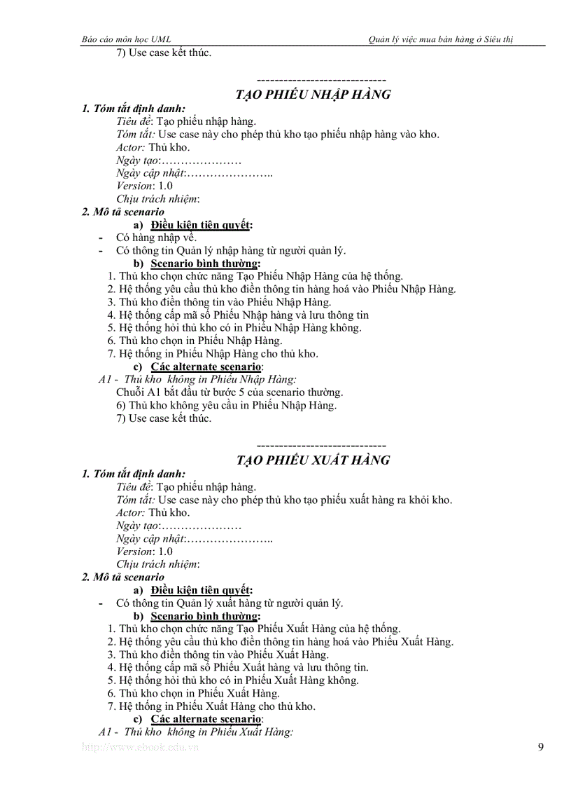 image for page Phân tích thiết kế hướng đối tượng UML Quản lý việc mua bán hàng tại siêu thị