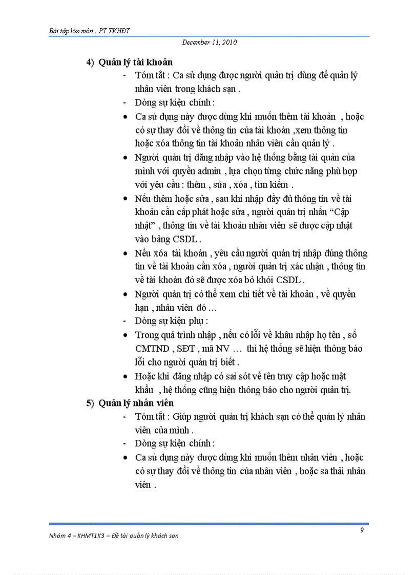 image for page Phân tích thiết kế hướng đối tượng UML QUẢN LÝ KHÁCH SẠN