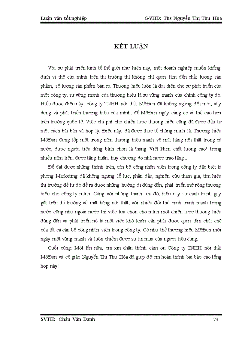 image for page Thực trạng và Hoàn thiện chiến lược phát triển thương hiệu tại công ty TNHH nội thất MôĐun