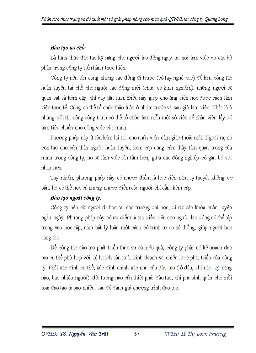 image for page Phân tích thực trạng và đề xuất một số giải pháp nâng cao hiệu quả Quản trị nguồn nhân lực tại công ty TNHH SX TM Quang Long