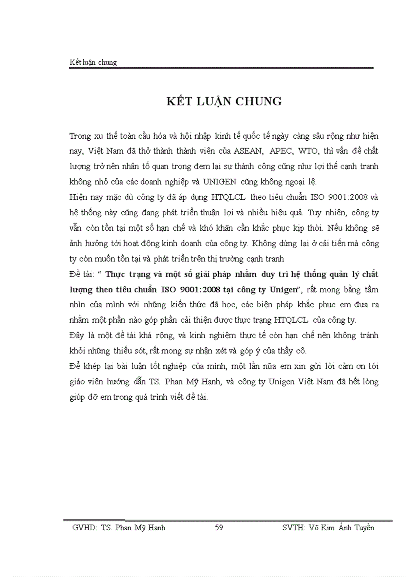 image for page Thực trạng và một số giải pháp nhằm duy trì hệ thống quản lý chất lượng theo tiêu chuẩn ISO 9001 2008 tại công ty Unigen Việt Nam