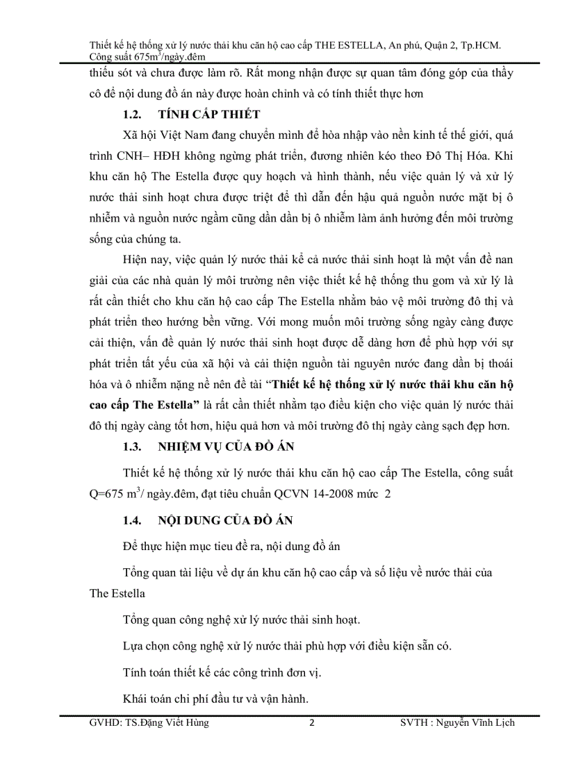 image for page Thiết kế hệ thống xử lý nước thải khu căn hộ cao cấp THE ESTELLA An phú Quận 2 Tp HCM Công suất 675m3 ngày đêm